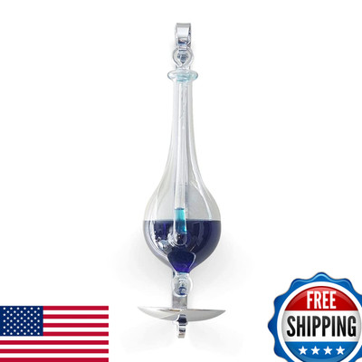 Ambient Weather B1025C Antique Storm Glass Wall Mount Liquid Barometer Drip Cup