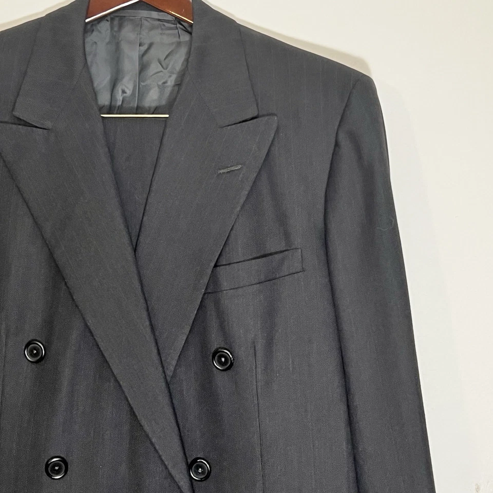 Мужской винтажный двубортный костюм размер 42R брюки 34Wx31L Oxxford одежды - Изображение 3 из 4