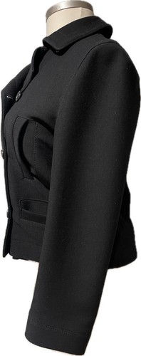 NARCISO RODRIGUEZ BLACK WOOL BLEND PEACOAT JACKET COAT DOUBLEBREASTED 8 ITALY - Picture 4 of 13