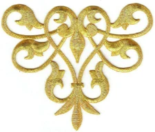 GOLD LINE FLOW Iron On Patch Fashion 4 1/4" x 3 1/2"