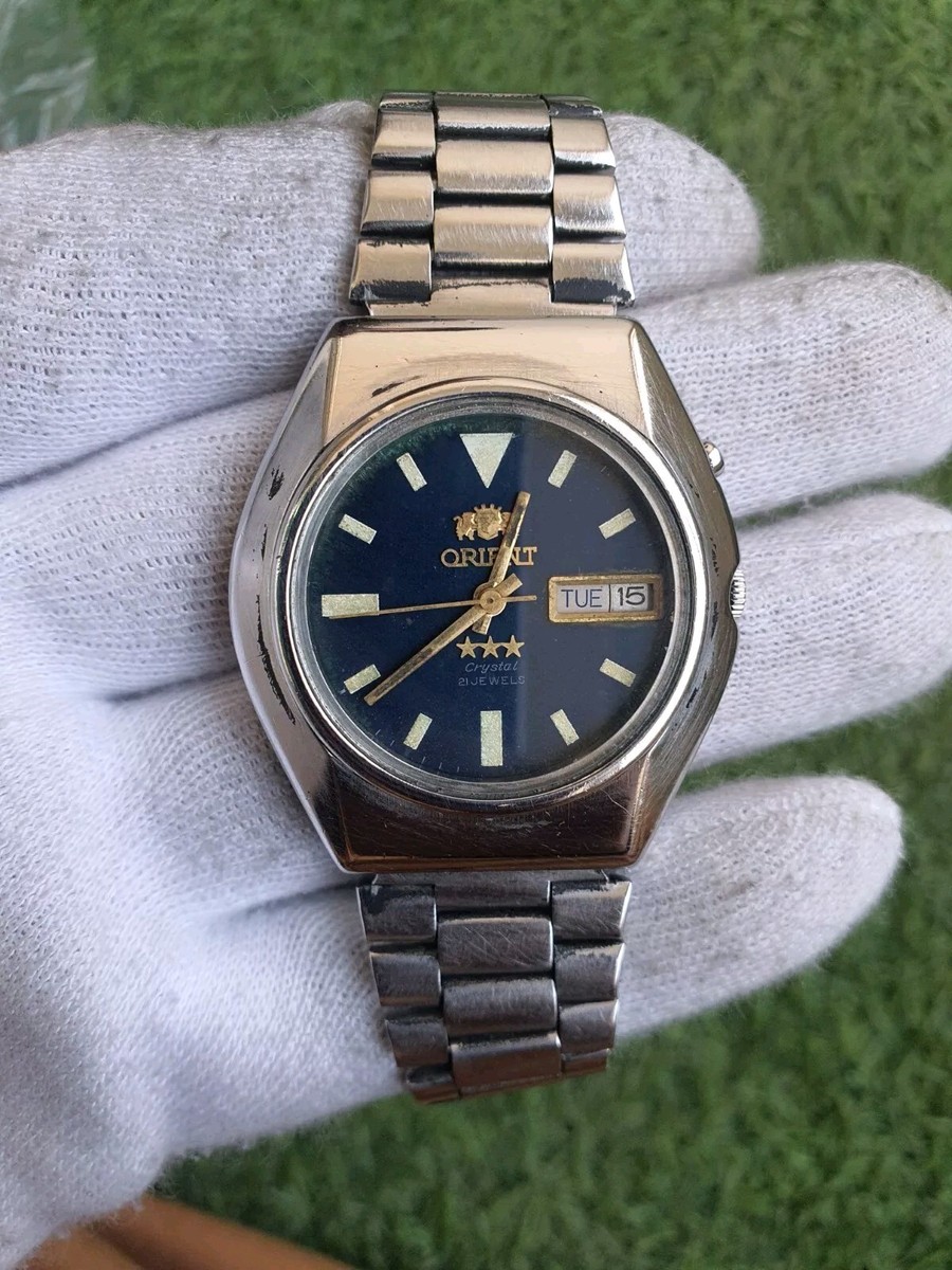 Vintage Orient Tri Star Crystal Automatic 21 Jewels Stainless