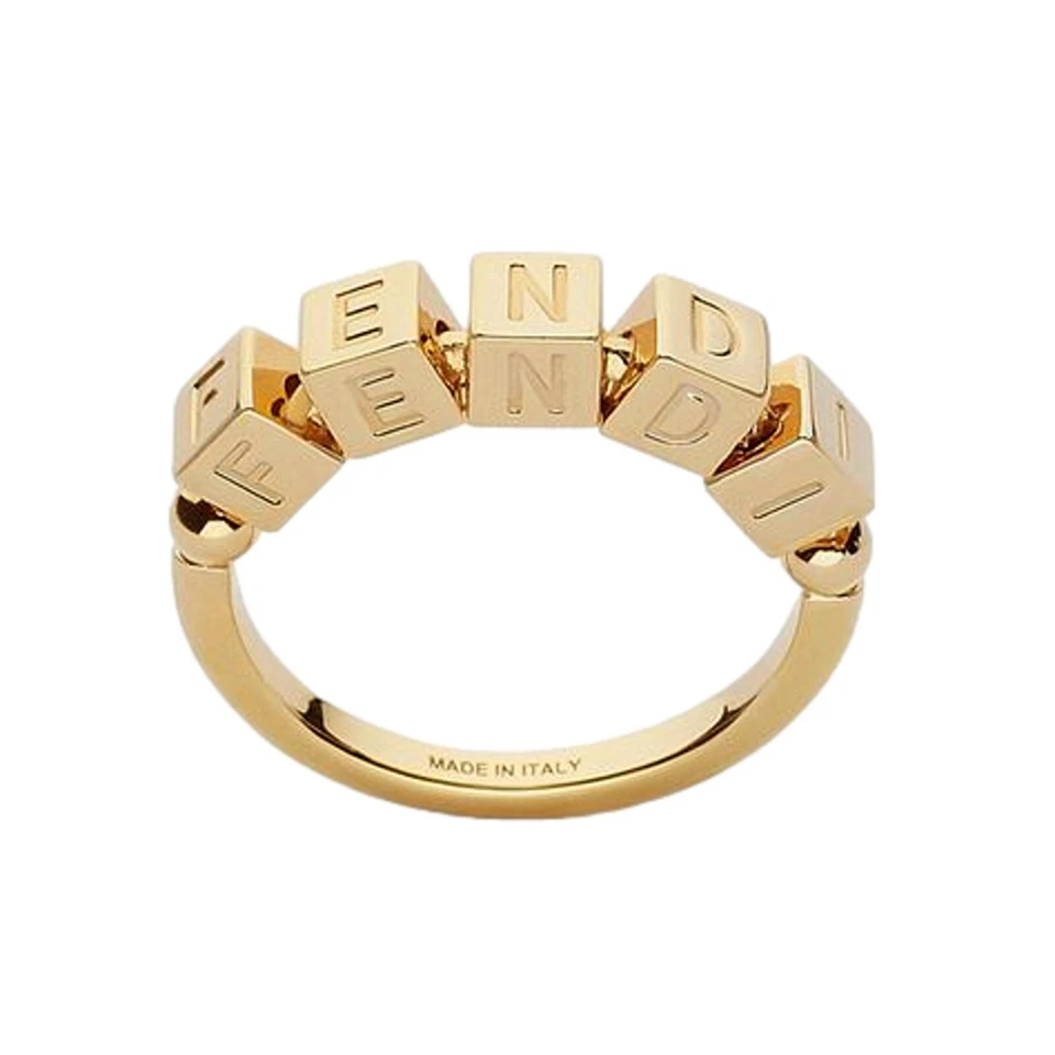 Anillo Fendi Letras Fendigrafía Metal Dorado Talla Mediana NUEVO Foto 3 de 4