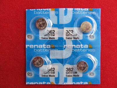 4x 362 Renata D362 SG11 SR58 SR721 SR 721SW V362 Silberoxid Knopfzelle Batterie
