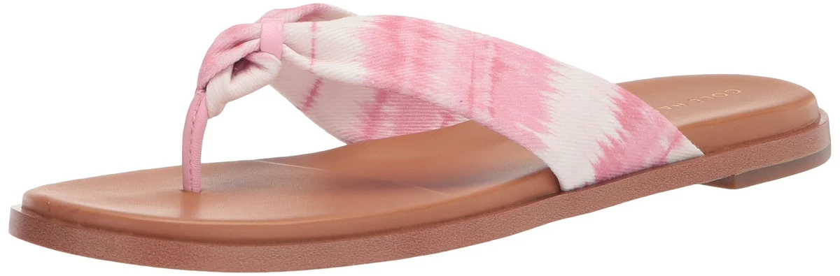Cole Haan Women Fiona Thong Slide Sandal Memphis Pink Ikat Canvas Gum W25773