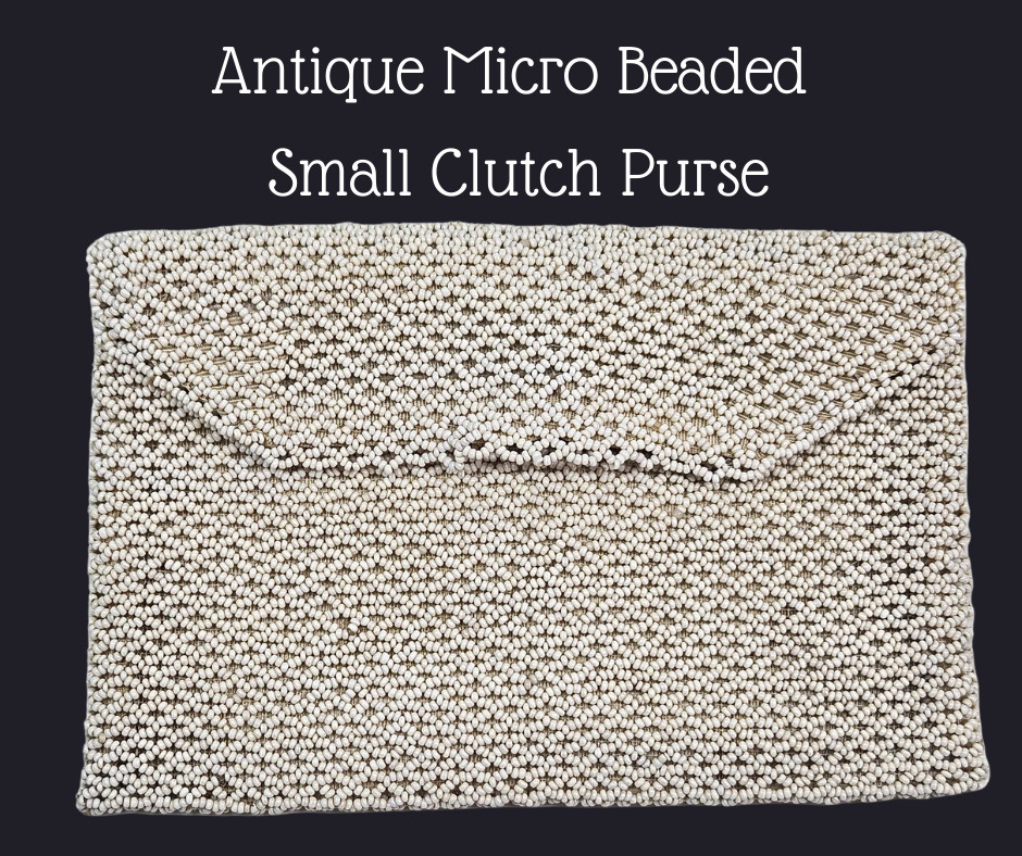 Antique Micro Beaded Small Diamond Pattern Clutch… - image 1