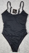 Striped Scoop Neck Swimsuit Backless One Piece Bathing Suit Womens Size Small