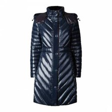 Hunter Women's Refined Gloss Down Coat Navy Puffer Long Jacket $385, Xs, Nwt!