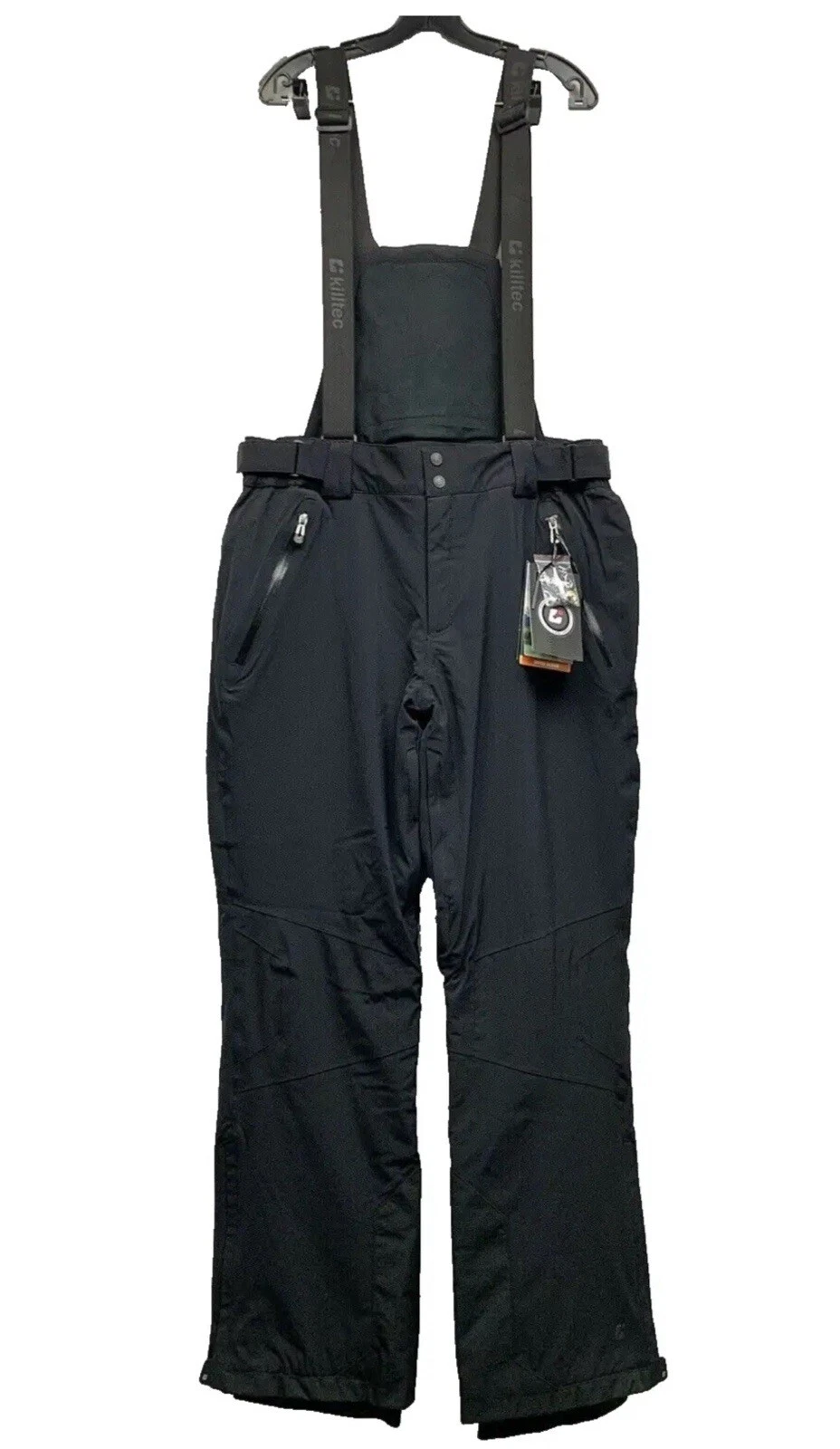 KILLTEC BIB SNOW PANTS WATERPROOF VINN FUNCTION DETACHABLE STRAPS MENS ~ BLACK