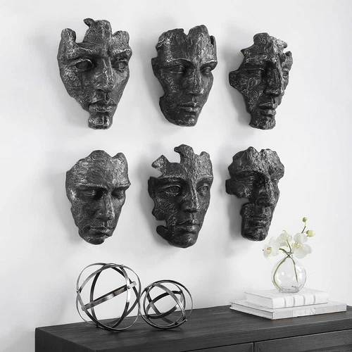 NEW SET OF SIX XXL 14" ART GALLERY INSPIRED WALL DECOR FACES 04350 - Picture 4 of 6