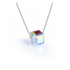 Sterling Silver Aurora Borealis Necklace Made with Swarovski Elements - 18"  