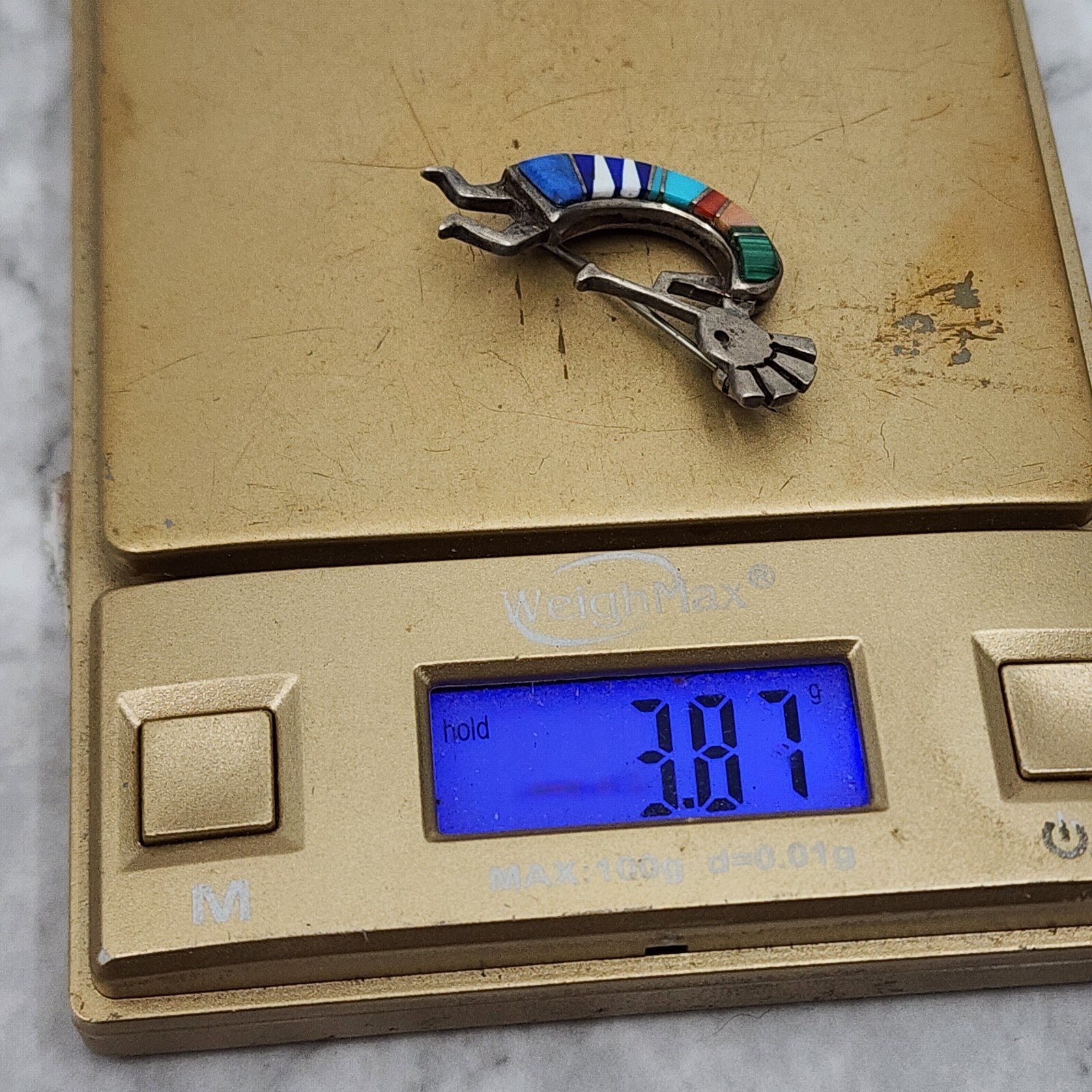 Signed Vintage Native Sterling Silver Multi Stone… - image 8