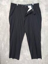 Chaps Dress Pants Mens 40x30 Black Pinstriped Wool Straight Leg Career Trouser