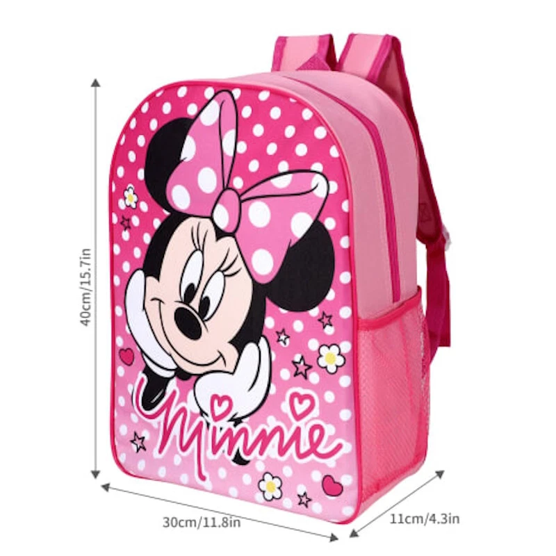 Minnie Mouse Pink Backpack Rucksack Disney Back To School Girls XL 40cm Book Bag - Image 3 of 3