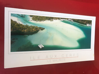 Ile aux Cerfs Ile Maurice.   Mauritius.  Lange verschostete Postkarte.  0.
