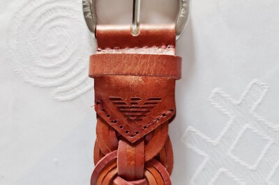 VINTAGE AUTHENTIC ITALY ARMANI JEANS LOGO BURGUNDY LEATHER  display picture 3