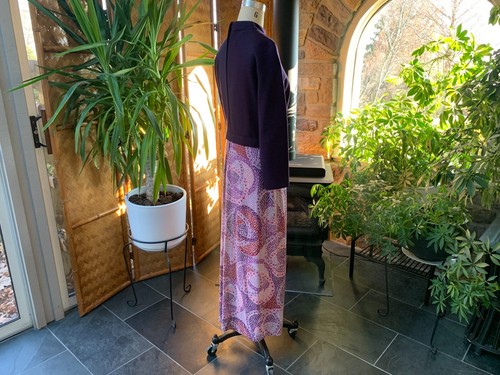 Vintage 1970s Plum Purple and Pink Wool Knit Maxi Dress Bleeker Street - Picture 6 of 10