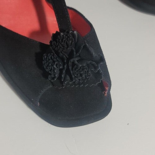 NIB Pas De Rouge Reva C966 Black Suede Peep toe Slingbacks EU 40.5 US shoes 10.5 - Picture 3 of 8