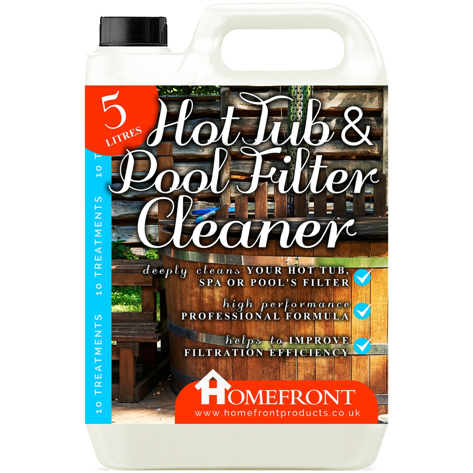 Homefront Hot Tub Filter Cleaner Chemical Hot Tub Spa Pool Oil Grease Remover 5L
