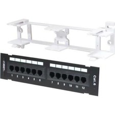 CAT6 Cable UTP 12 Port Network Mini Patch Panel with Surface Wall Mount Bracket