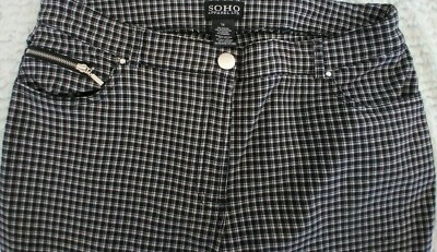  Pants Black White Plaid SOHO Apparel Ltd Tapered to Ankle Women s 14 Perfection