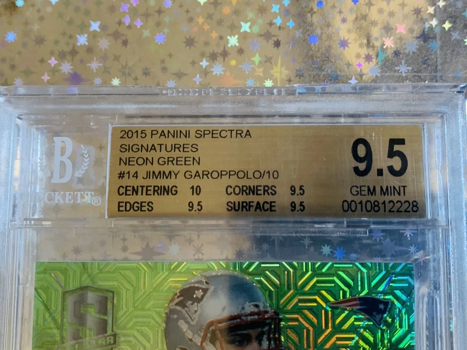 1/2 JIMMY GAROPPOLO BGS Panini Spectra Auto Neon Green Prizm 8/10 GEM LA Rams QB - Image 3 of 4
