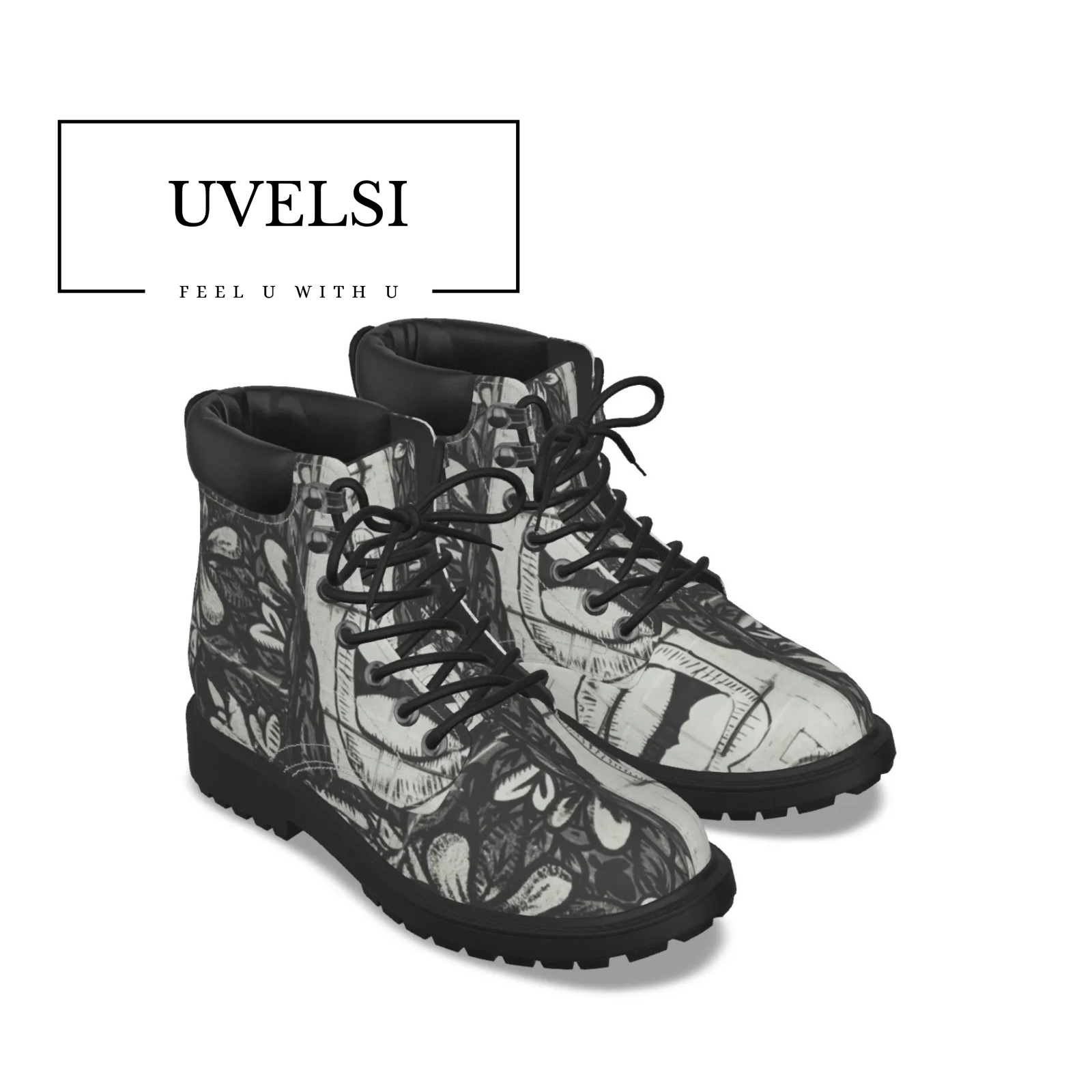 UVelsi Mens PU High Top Boots Stylish Limited Edition Outdoor Shoes