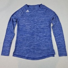 Camiseta deportiva de voleibol de manga larga Adidas para mujer HILO talla S azul jaspeado Aeroready