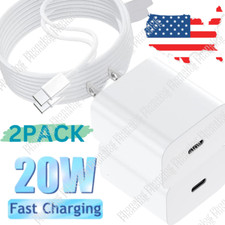 For iPhone 14 13 12 11 Pro XR PD Fast Charger Cord 20W USB-C Power Adapter Block