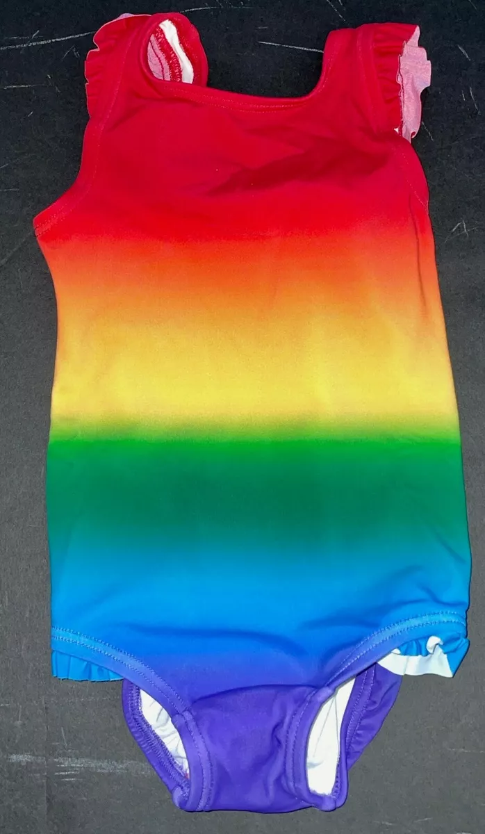 NWOT HANNA ANDERSSON Swimsuit Rainbow Ombre One piece Ruffle
