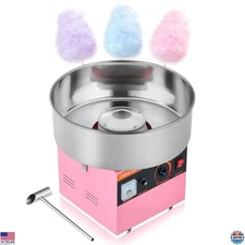 Commercial Cotton Candy Machine 1000W Electric Floss Maker with 15" Bowl Pink