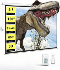 120 Inch Electric Projector Screen with Remote, Automatic Indoor Drop Down