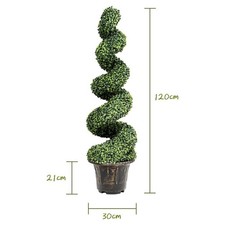 2PCS 120cm Realistic Fake Greenery Tree Faux Artificial Boxwood Spiral Tree