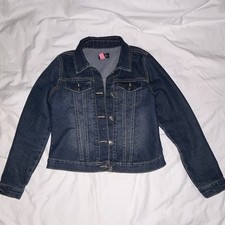 The Children's Place Girls Blue Denim Jacket Button Front Pockets Size 10/12