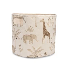 Safari Animal Nursery Storage Basket, Collapsible Fabric Toy Bin, Jungle Them...