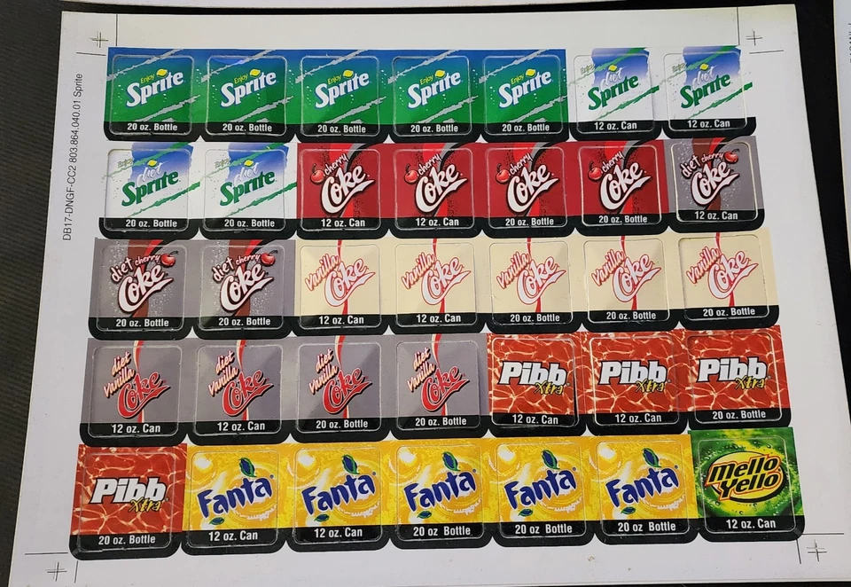 Lot Of 138 Vintage 90’s Vending Machine Soda Labels Coke Barqs Nestlé Sprite - Image 2 of 4