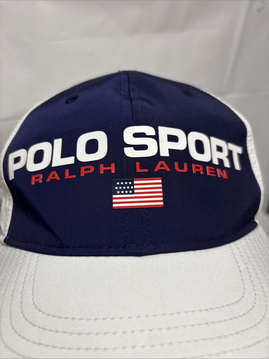 Ralph Lauren Polo Sport USA Flag Cruise Navy White Baseball