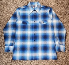 VTG 60's 70's JOEL California Check Plaid Disco Mens L Shirt Rockabilly