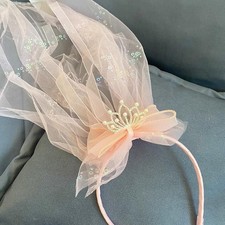 Pink Lace Veil Headbands Headpiece Headdress for Birthday Party Decorations,H...