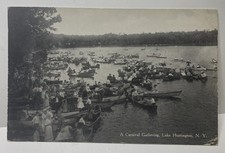 1911 A View Of The Boats Celebrating "Carnival", Lake Huntington, New York NY