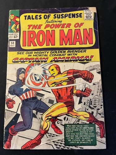TALES OF SUSPENSE #58 Captain America Vs. Iron Man, G Condition