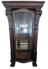 Antique Serpentine Bow Front China Display Cabinet, Oak, Circa 1800’s, PA6855