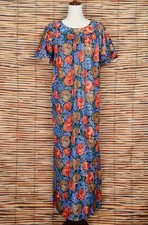 Vintage Multicolor Floral 70s SEARS HAWAIIAN LOUNGERS Maxi House Dress