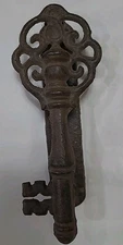 Vintage Cast Iron Key Shaped Door Knocker Rustic Metal Decor Gothic Victorian