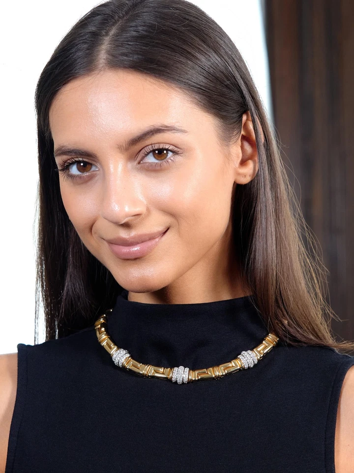 Collar Bulgari 4,50 CTW Diamante Oro Amarillo 18 quilates Geométrico Vintage Foto 2 de 4