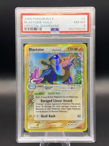 2006 POKEMON EX CRYSTAL GUARDIANS #2/100 BLASTOISE HOLO |  PSA 8 New Cert