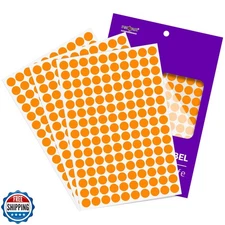 PARLAIM 1500PCS Colored Dot Stickers 1/2" Round Color Code Sticker Orange Sma