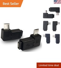 Effortless 90-Degree Micro USB Male to Female Adapters - 1 Pair for Space-Saving
