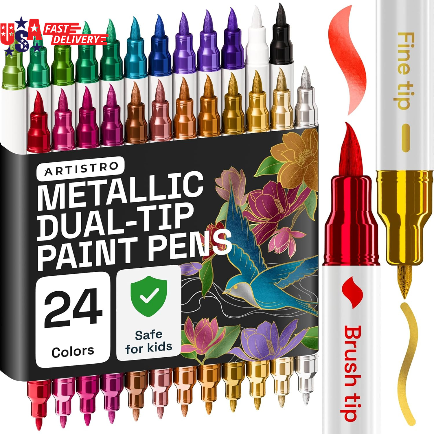 - Paint Pens For Drawing, Brush + Fine Tips -