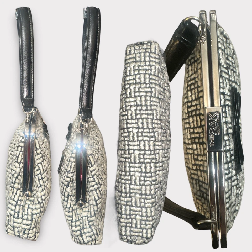 Sak Elliott Lucca сплетенный Дамская сумка черный Твидовая рамка застежка сумка мини сумка - Изображение 4 из 4