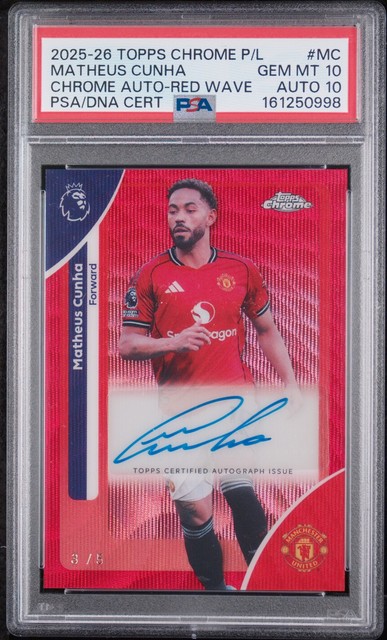 Topps Chrome Premier League Chrome Autos #MC Matheus Cunha 3/5 PSA 10 AUTO 10